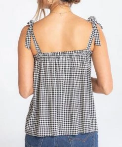 She She Boutique Gingham Tank - Black/Natural