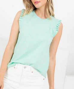 She She Boutique Ruffle Sleeve Knit Top - Mint CLOTHING