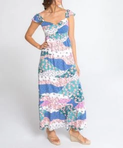 She She Boutique Floral Patchwork Dress - Ivory/Jade CLOTHING