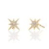 Kris Nations Starburst Pave Stud Earring - Gold
