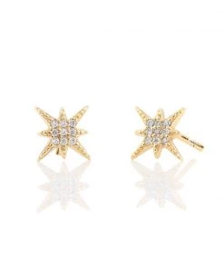 Kris Nations Starburst Pave Stud Earring - Gold