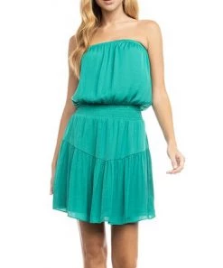 She She Boutique CLOTHING Strapless Dress - Emerald