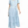 She She Boutique Puff Sleeve Midi Dress - Light Blue