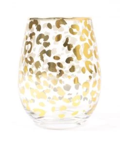 She She Boutique 20oz Stemless Wine Glass - Gold Leopard GIFTS