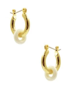 She She Boutique Dainty Hoop Earrings - Gold/ White