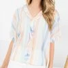 She She Boutique CLOTHING Striped Blouse - Cream Multi