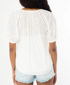 She She Boutique Short Sleeve Button Down Blouse - White
