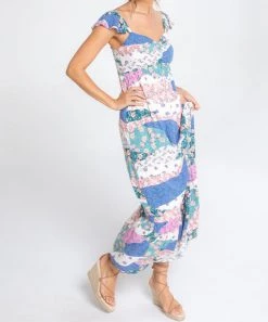 She She Boutique Floral Patchwork Dress - Ivory/Jade CLOTHING