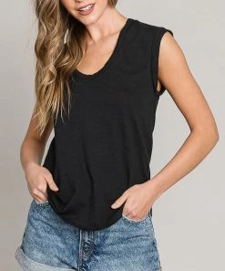 She She Boutique CLOTHING Sleeveless Top - Charcoal