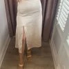 She She Boutique CLOTHING Midi Satin Skirt - Champagne