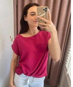 She She Boutique CLOTHING Twist Hem Top - Teal OR Magenta