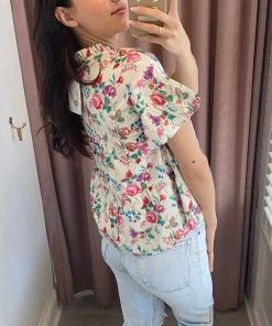 She She Boutique CLOTHING Floral Tiered Top - Cream