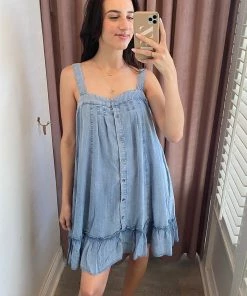 She She Boutique CLOTHING Tencel Dress - Denim