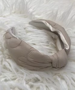 She She Boutique ACCESSORIES Top Knot Quilted Headband - Tan