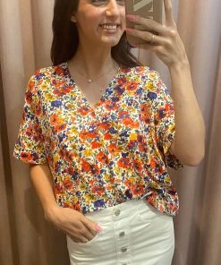 She She Boutique Floral Print Top - Ivory