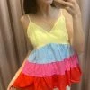 She She Boutique Color Block Top - Lemon Combo CLOTHING
