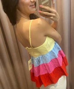 She She Boutique Color Block Top - Lemon Combo CLOTHING