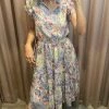 She She Boutique Floral Ruffle Midi Dress - Blue Multi CLOTHING