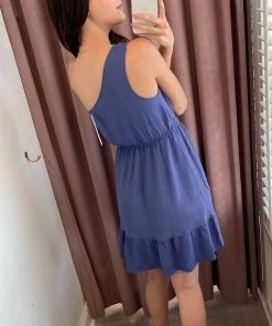 She She Boutique One Shoulder Dress - Navy