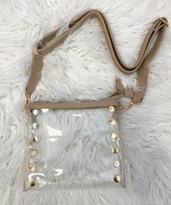 She She Boutique HANDBAGS Wyatt Clear Crossbody Bag - Nude