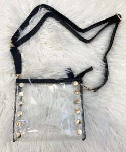 She She Boutique Wyatt Clear Crossbody Bag - Black HANDBAGS