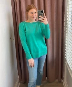 She She Boutique Boat Neck Sweater - Aqua CLOTHING
