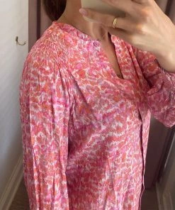 She She Boutique CLOTHING Water Print Blouse - Pink Multi