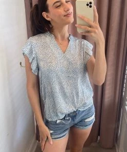 She She Boutique Printed Blouse - Teal CLOTHING