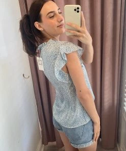 She She Boutique Printed Blouse - Teal CLOTHING