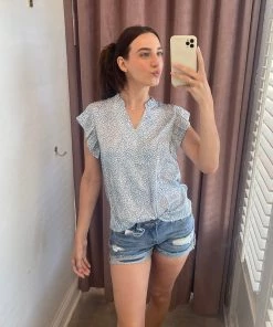 She She Boutique Printed Blouse - Teal CLOTHING