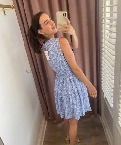 She She Boutique Sleeveless Print Dress - Light Blue CLOTHING