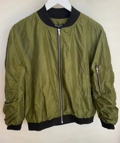 She She Boutique Windbreaker Bomber Jacket - Olive Green