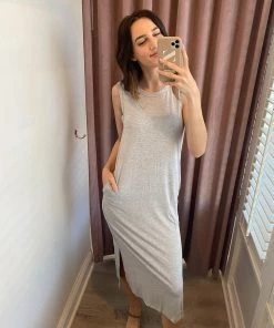 She She Boutique CLOTHING Josephine Sleeveless Dress - Heather Grey - FINAL SALE