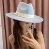 She She Boutique ACCESSORIES Felt Hat With Buckle Trim - Blue