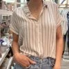 She She Boutique Stripe Button Down Top - Natural 1 She She Boutique Stripe Button Down Top - Natural
