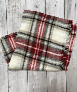 She She Boutique ACCESSORIES Plaid Scarf - White - FINAL SALE