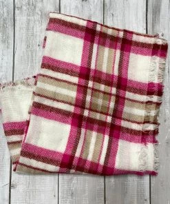 She She Boutique ACCESSORIES Plaid Scarf - Pink - FINAL SALE