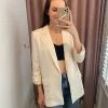 She She Boutique CLOTHING Satin Blazer - Ivory 1 She She Boutique CLOTHING Satin Blazer - Ivory