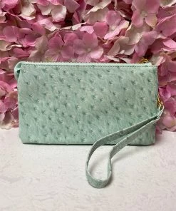 She She Boutique 3-Way Crossbody Bag - Mint Ostrich HANDBAGS