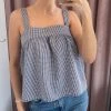 She She Boutique Sleeveless Gingham Top - White/Navy CLOTHING