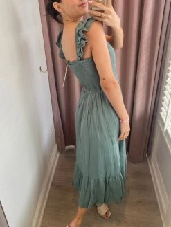 She She Boutique Smocked Midi Dress - Sage