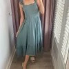 She She Boutique Smocked Midi Dress - Sage