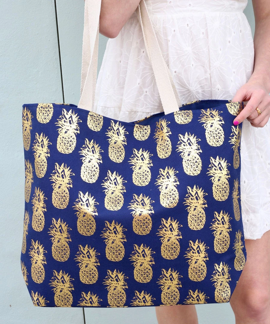 She She Boutique HANDBAGS Oceana Foil Pineapple Tote Bag - Navy, White, Mint, Coral OR Light Blue 3 She She Boutique HANDBAGS Oceana Foil Pineapple Tote Bag - Navy, White, Mint, Coral OR Light Blue