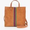 Clare V. Petit Simple Tote - Camel Suede With Stripes