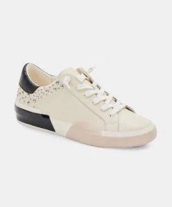 Dolce Vita Zina Stud Sneakers - White/Black Leather SHOES