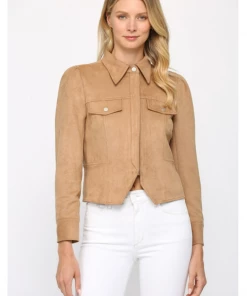 She She Boutique NEW ARRIVALS Suede Jacket - Camel