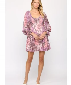 She She Boutique Geometric Print Dress - Purple Multi