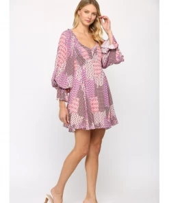 She She Boutique Geometric Print Dress - Purple Multi