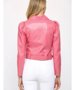 She She Boutique NEW ARRIVALS Puff Sleeve Faux Leather Jacket - Candy Pink