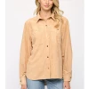 She She Boutique NEW ARRIVALS Faux Suede Shirt - Tan